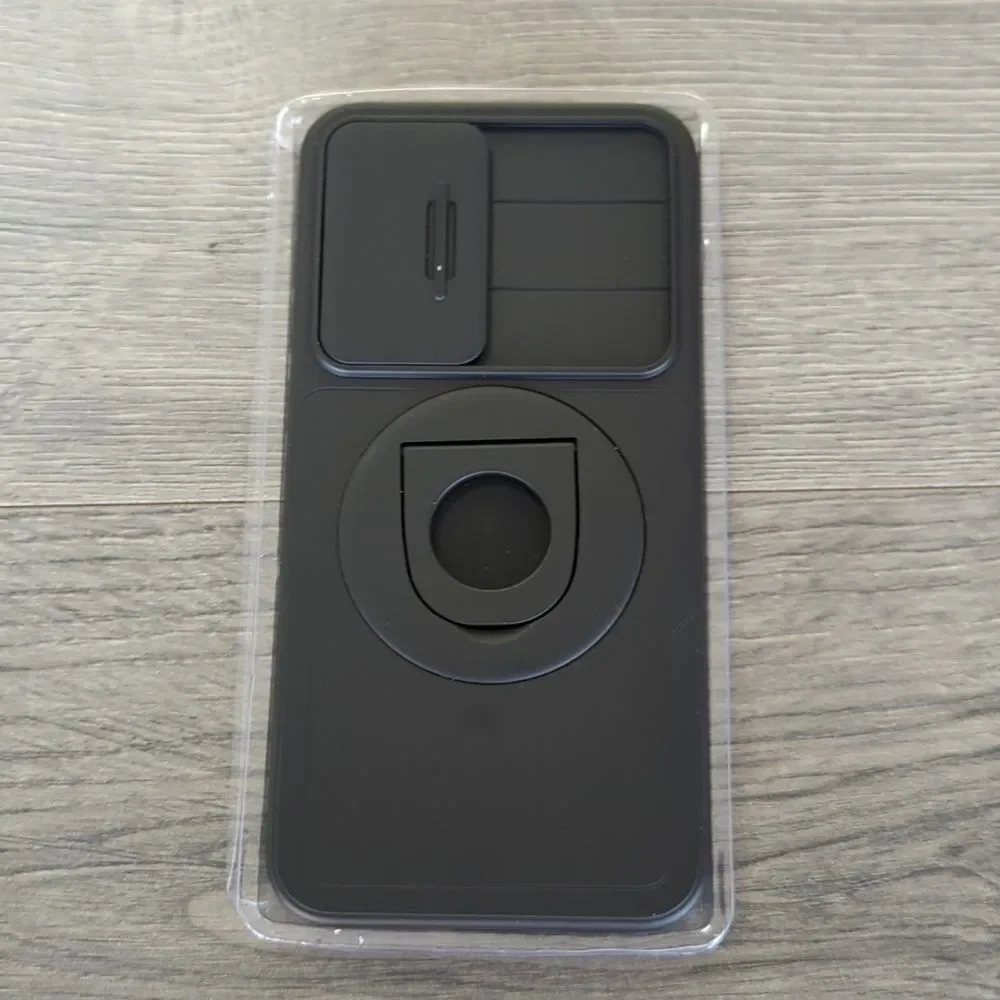 Samsung A55 Black Protective Phone Case with Ring Kickstand